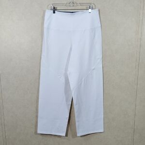 04131 Women with Control white soft knit wide leg pull on pants L